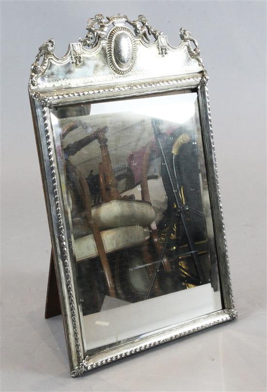 A large Victorian silver mounted rectangular easel mirror, overall 30in.